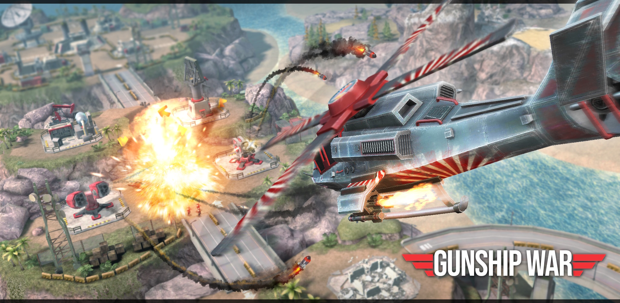 Build & Upgrade your Army of Gunships. Protect you base. Ruin other bases. mobile game